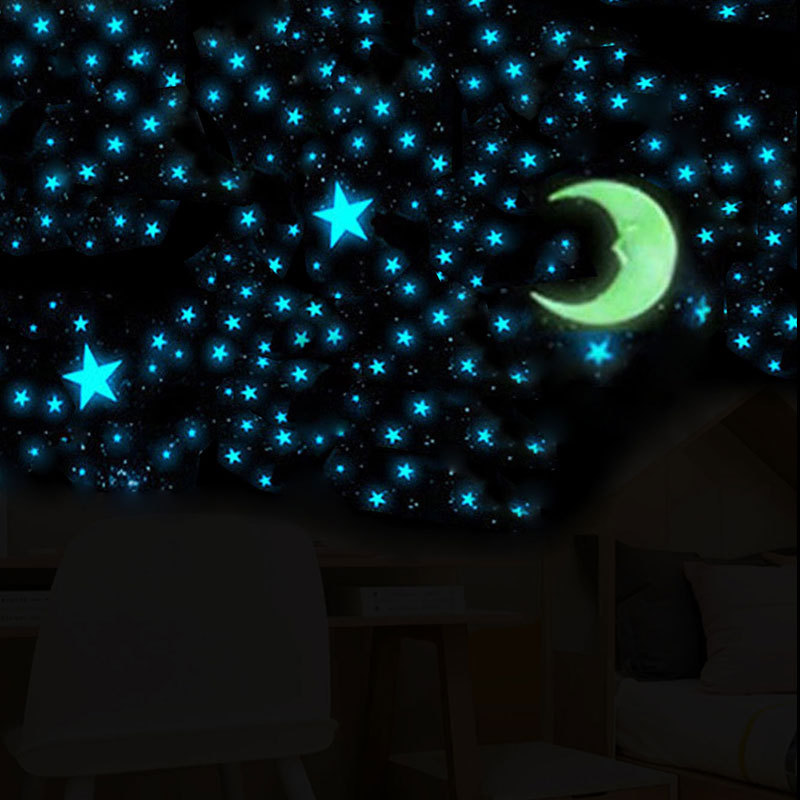 lune ciel étoilé chambre enfant fluorescents étoiles lune 60 Pièces Leuchtsterne Incl 
