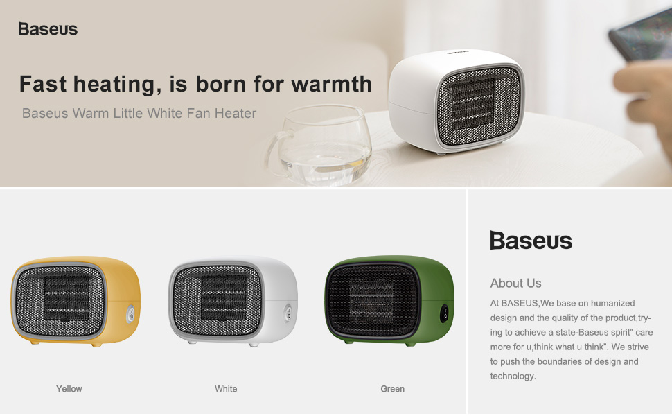 Baseus Chaud Petit Blanc Ventilateur Chauffage Pour La Maison et Bureau de réchauffement-Blanc