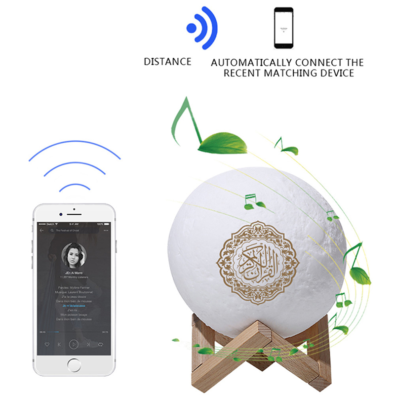 Portable Bluetooth Haut-Parleur Rechargeable télécommande Portable Coran Speakers avec MP3 Player 8 GB TF FM Coran Touch Lamp avec Haut-Parleur 
